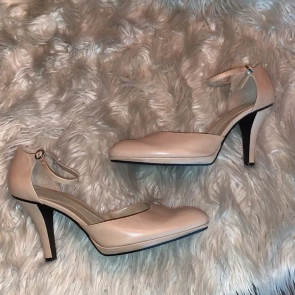 Nine West Playground Leather Pumps w/ Ankle Strap Nude Womens Shoe Size 9.5M - Picture 9 of 15